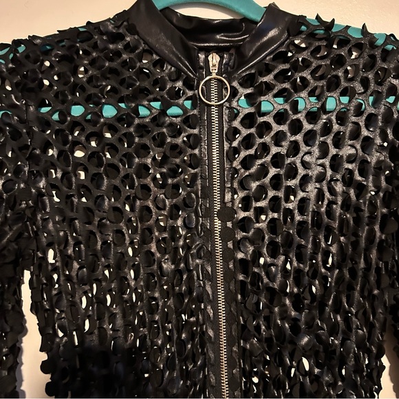 Fashionable Faux Leather Black Jumpsuit - Picture 4 of 6